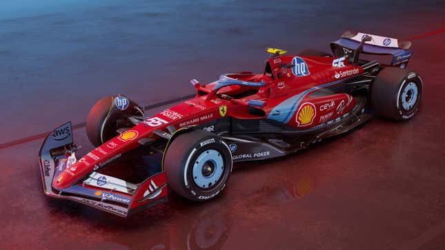 A render of  a Ferrari F1 car in the team's special Miami Grand Prix livery