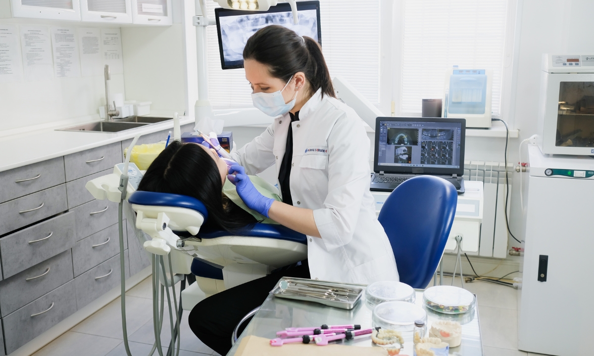 a dentist and her patient