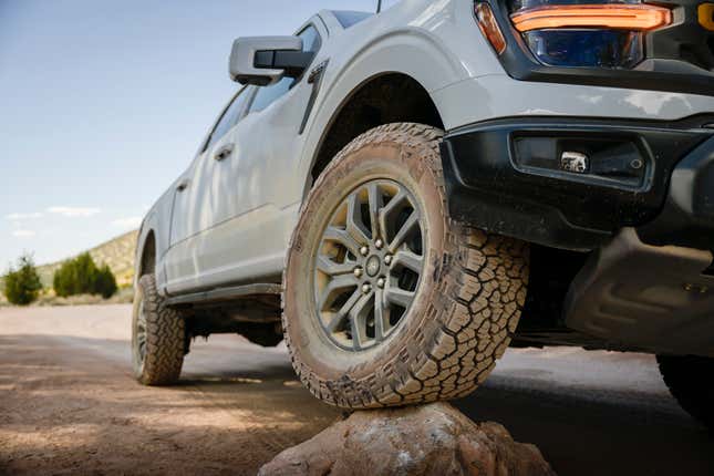 Front wheel of a grey 2024 Ford F-150 Tremor