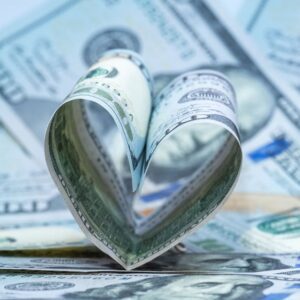 Money in the shape of a heart
