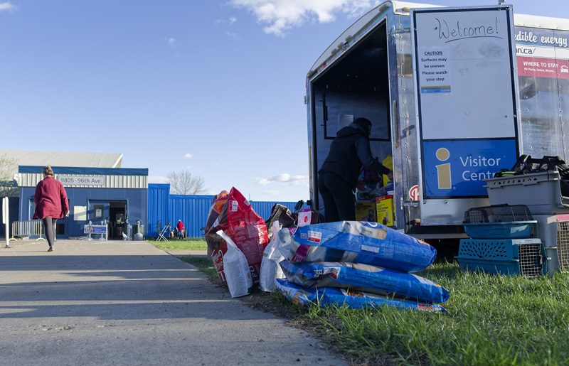 Food and animal supplies for evacuees of the wildfires in northeastern B.C.