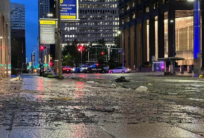 Houston, Texas battered by severe storms with hurricane speed winds