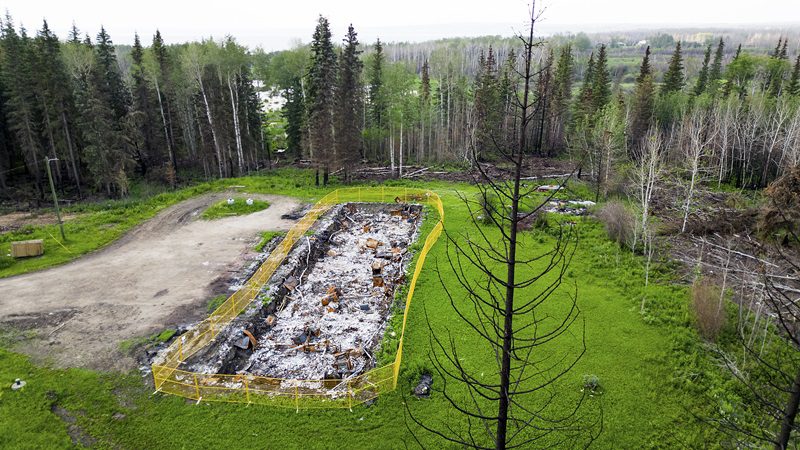 A fourplex destroyed by a wildfire at Sturgeon Lake Cree First Nation.