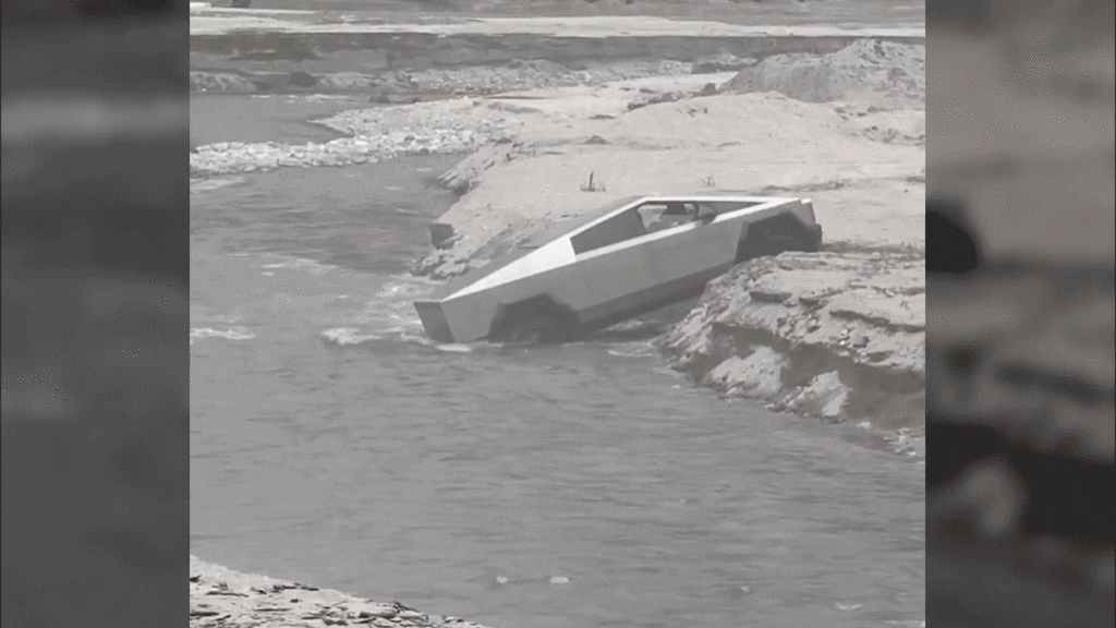 Watch A Cybertruck Get Stuck Attempting To Ford A California River