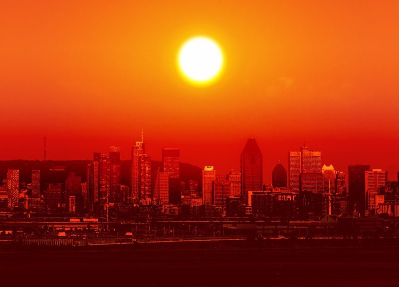 Conceptual image of a city hit by extreme heatwave