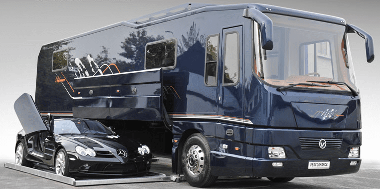 Luxury Volkner motorhome comes with car and garage