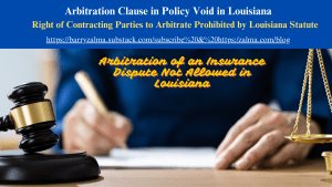 Arbitration Clause in Policy Void in Louisiana
