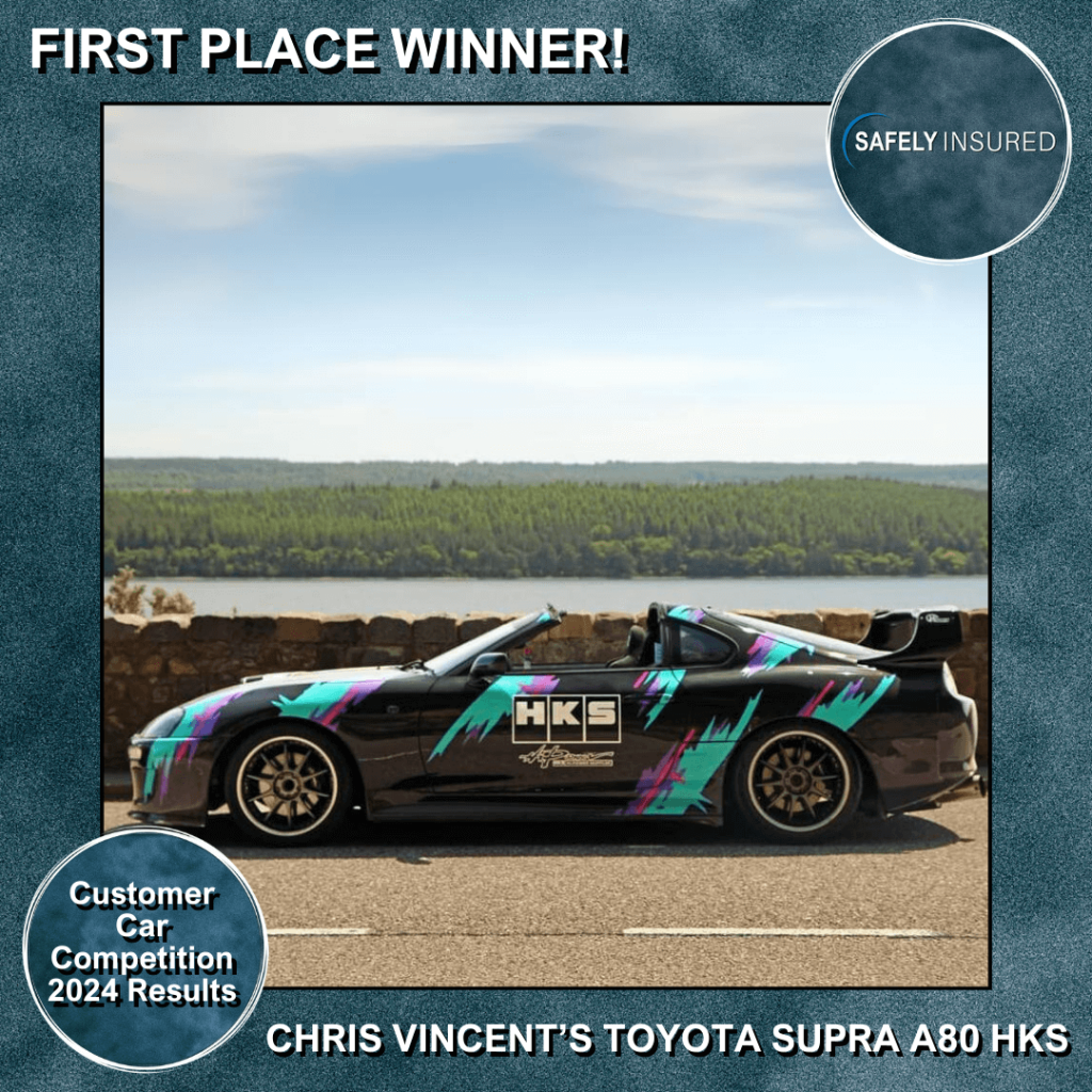 This is an image of Chris Vincent's Toyota Supra A80 HKS, the winner of The Safely Insured Customer Modified Car Competition 2024