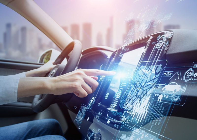 Connected car with futuristic graphical user interface