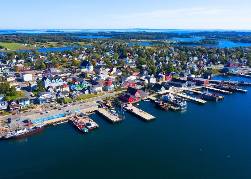 Aerial view of Lunenburg in Nova Scotia