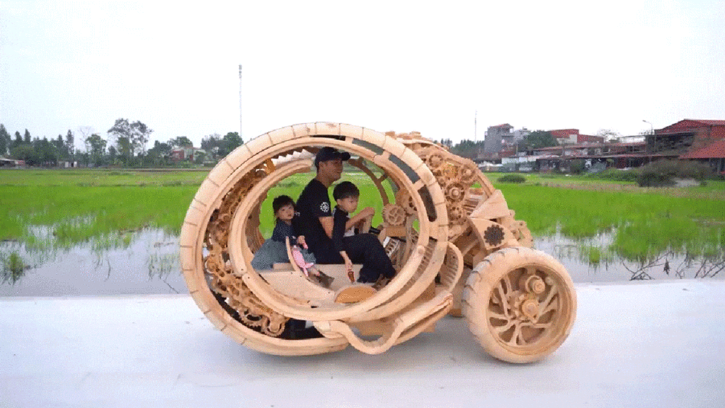 This Kid's Incredible Wooden EV Puts Your Cozy Coupe To Shame