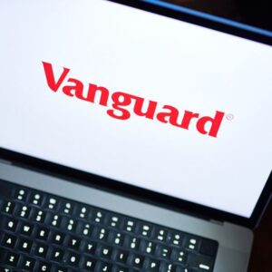 Vanguard logo on a laptop computer