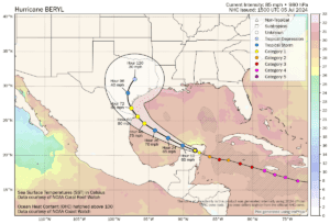 Hurricane Beryl eyes Texas landfall. Mexico impacts were no threat to cat bond