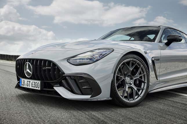 Front end of a grey 2025 Mercedes-AMG GT63 Pro