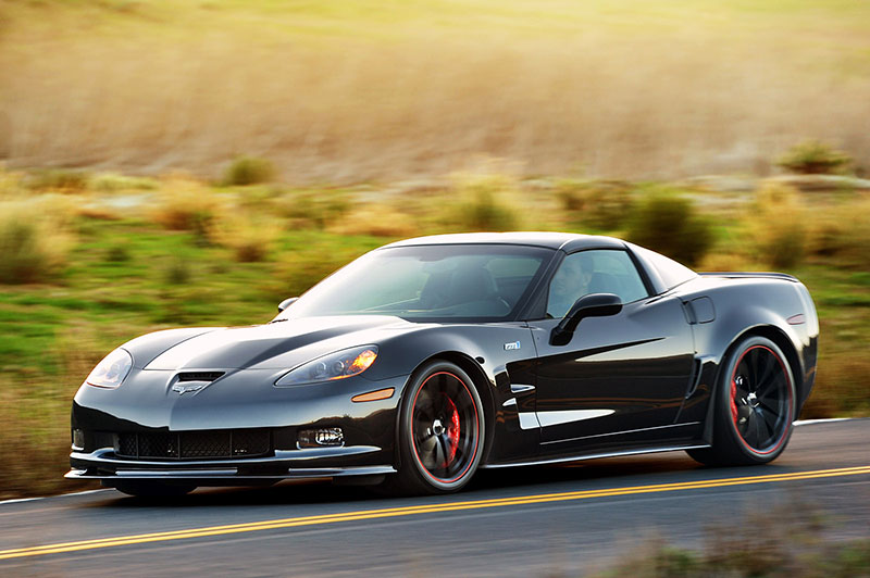 The 2010 Corvette ZR1, front three-quarter view.