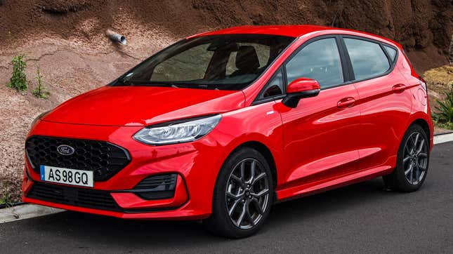 A red Ford Fiesta ST-Line