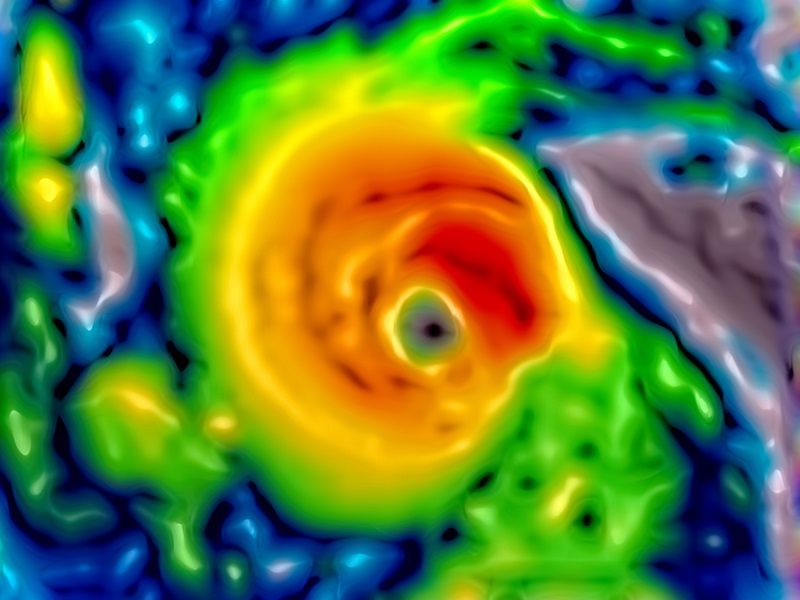 Simulated hurricane Beryl heads through the Caribbean towards Jamaica . Dangerous category 4 hurricane Beryl in 2024, becomes the earliest storm to reach such a strength so early in the hurricane season. Rapid storm intensification occurred over two days due to extreme oceanic heat content in the tropical Atlantic.