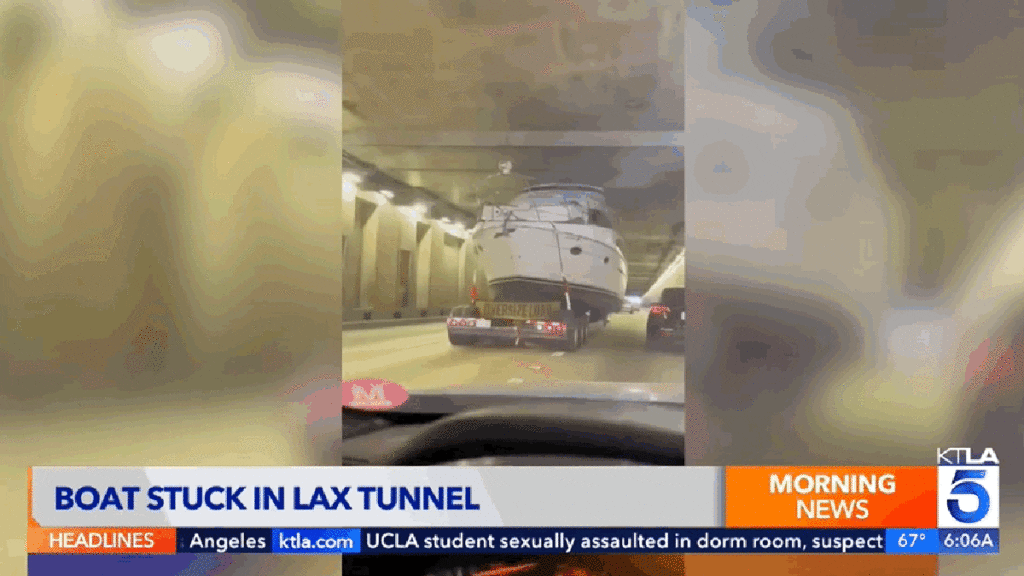 Massive Boat Gets Stuck In Tunnel Under Los Angeles Airport