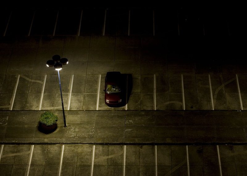 Poorly lit parking lot ideal for car theft