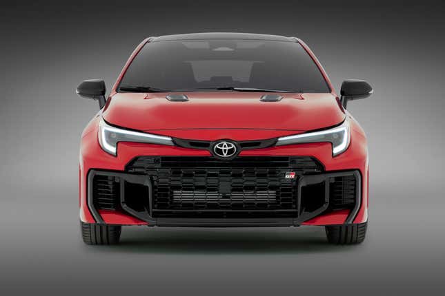 Front end of a red 2025 Toyota GR Corolla