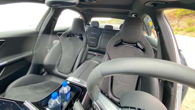 A look back at the interior of the C63 showing the bucket seats