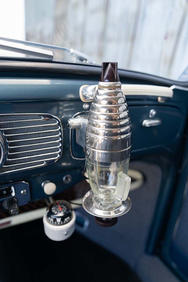 Built-in coffee maker in a vintage Volkswagen Beetle