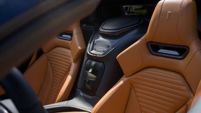 Interior detail of a silver Automobili Pininfarina Battista Targamerica