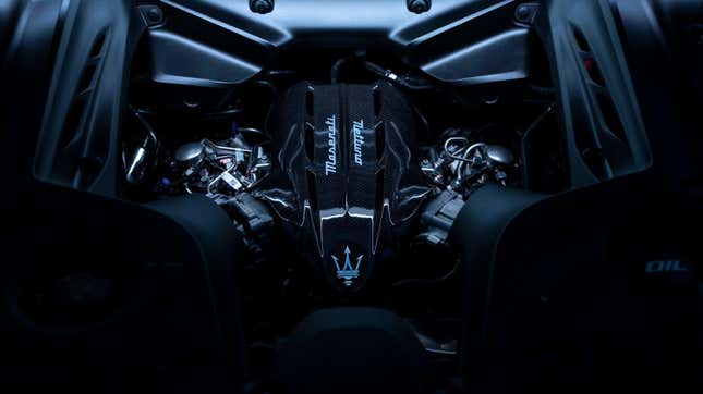 An under-hood shot of the Nettuno twin turbo V6