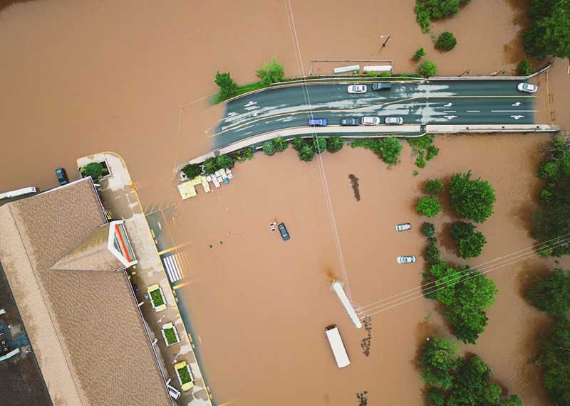 Flooded shopping mall in Nova Scotia following record rainfall.