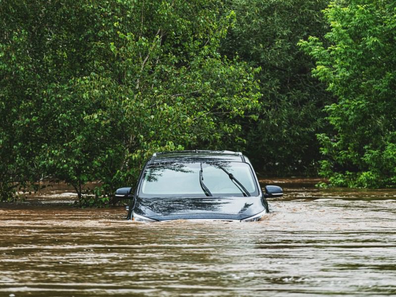 Flooded car