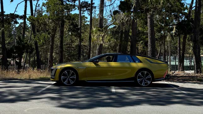 Side view of a yellow Cadillac Celestiq