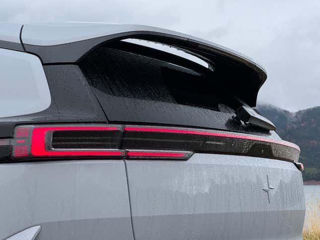 Rear taillight and spoiler detail of a Polestar 3