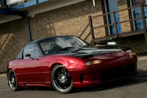 Red modified Mazda MX-5