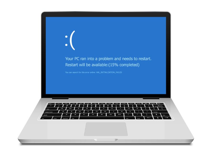 Blue screen of death error on laptop