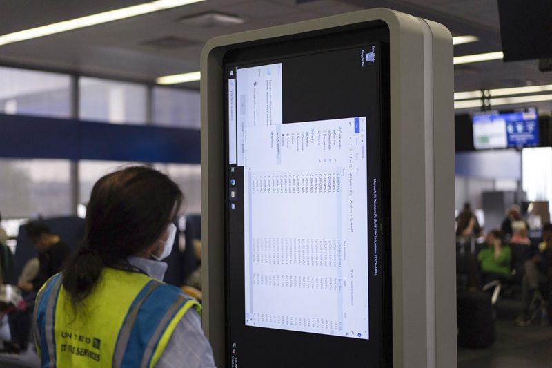 A error at an information display at Chicago's O'Hare International Airport.