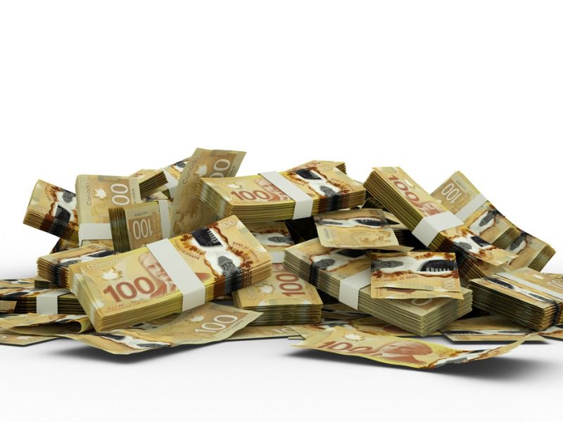 Pile of Canadian $100 bills