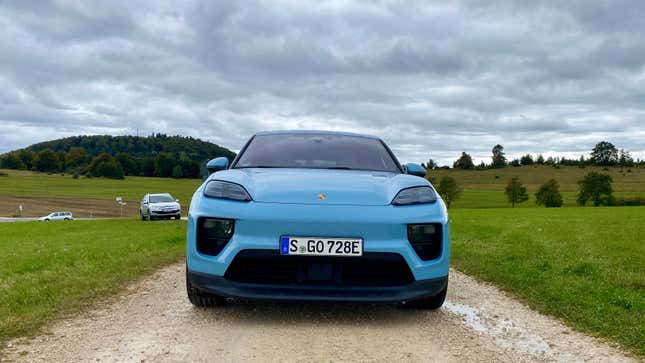 A head-on view of the base Macan