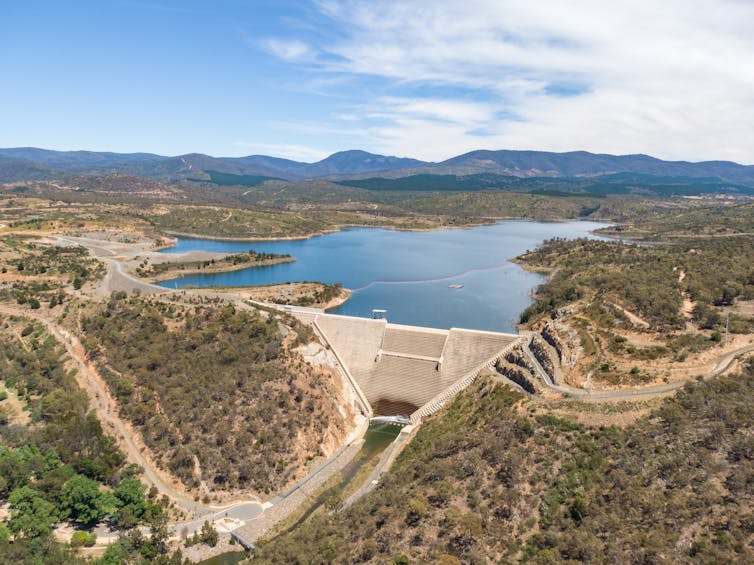 Aerial view of Cotter Dam in the Australian Capital Territory.