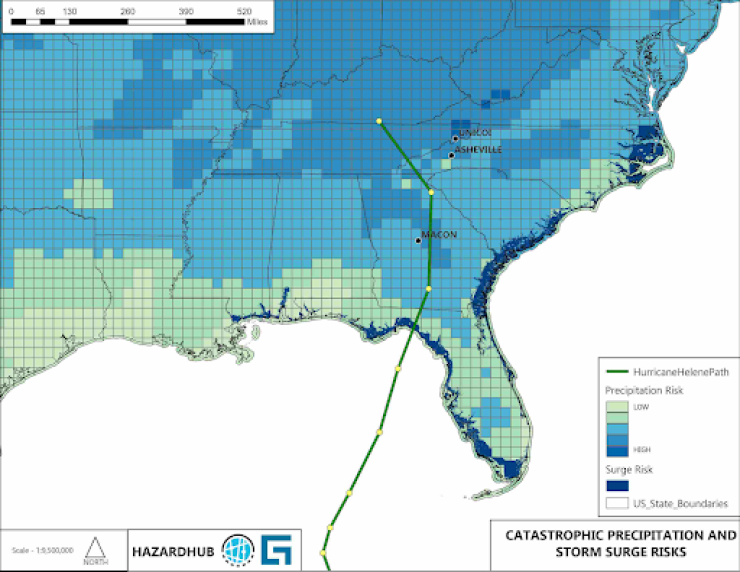 HazardHub Catastrophic Precipitation and Storm Surge Map for the Gulf Coast and Southeast U.S. 