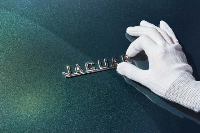 Rear badge of a new Jaguar E-Type