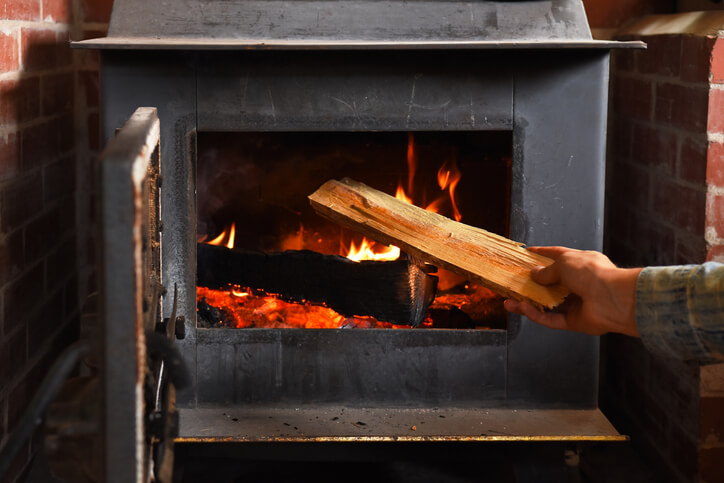 fireplace with burning fire