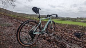 A Specialized Diverge gravel bike on a muddy road