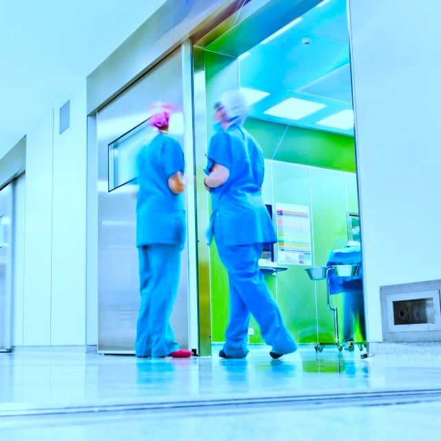 Nurses talking in a hospital