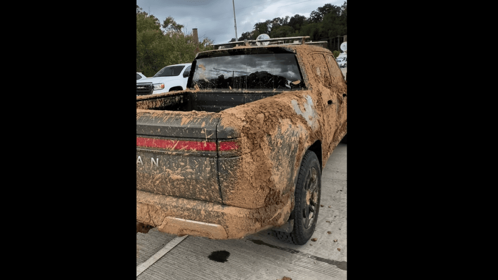 Rivian R1T Still Works After Being Swept 100 Yards By Hurricane Helene Flood