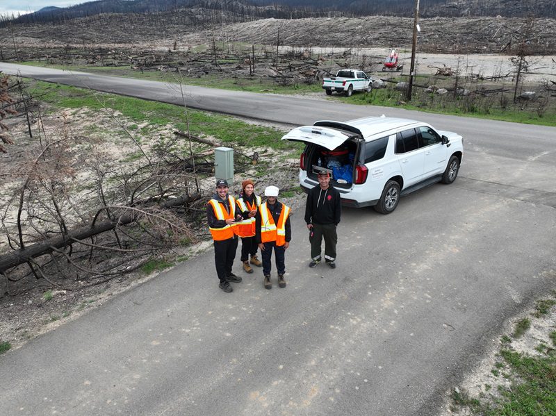 The Northern Tornadoes Project visited Wabasso Campground in Jasper National Park from Sept. 10 to 12. Pictured, researchers with Parks Canada staff.