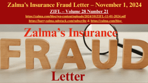 Zalma’s Insurance Fraud Letter – November 1, 2024