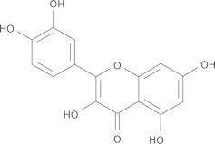 The molecular structure of quercetin.