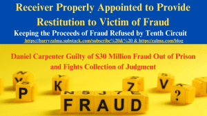 Receiver Properly Appointed to Provide Restitution to Victim of Fraud